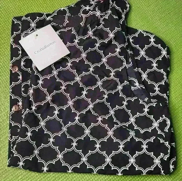 NWT Croft&Barrow women's  sleeveless  black and tan polyester blouse size XL - Picture 10 of 13